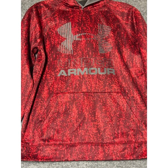 Under Armour boys large Hooded Red & Gray ColdGear Sweatshirt - Picture 7 of 15
